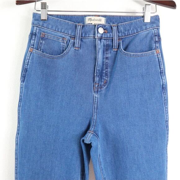 Madewell Size 26 11" High-Rise Roadtripper Supersoft Jeans Slit Hem Blue - Picture 2 of 10